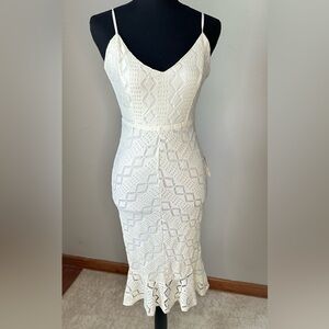 Charismatic Love White Beaded Sequin Midi Dress